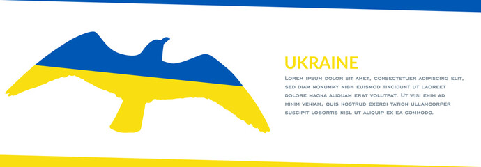 Ukraine flag banner template vector illustration. Bird shape in Ukraine flag with modern style. News banner with place for text