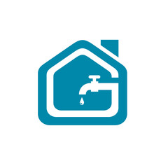 home pipe installation plumbing logo design vector symbol illustration