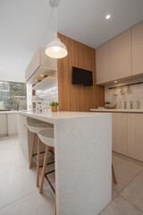Interior of a modern and new fully equipped kitchen