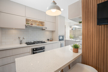 Interior of a renovated and fully equipped kitchen