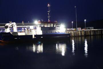 Boat in the dock at night