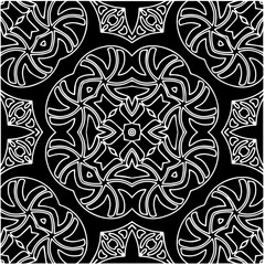 Black and white abstract geometric seamless pattern with wavy shapes, and curved lines.  monochrome mandala. striped background. Repeat design for decor, cover, print.