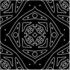 Black and white abstract geometric seamless pattern with wavy shapes, and curved lines.  monochrome mandala. striped background. Repeat design for decor, cover, print.