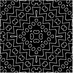 Black and white abstract geometric seamless pattern with wavy shapes, and curved lines.  monochrome mandala. striped background. Repeat design for decor, cover, print.