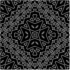 Black and white abstract geometric seamless pattern with wavy shapes, and curved lines.  monochrome mandala. striped background. Repeat design for decor, cover, print.