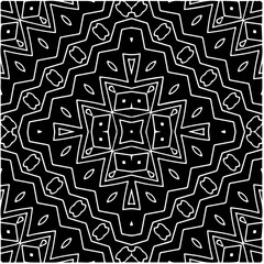 Black and white abstract geometric seamless pattern with wavy shapes, and curved lines.  monochrome mandala. striped background. Repeat design for decor, cover, print.