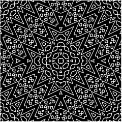 Black and white abstract geometric seamless pattern with wavy shapes, and curved lines.  monochrome mandala. striped background. Repeat design for decor, cover, print.