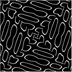 Black and white abstract geometric seamless pattern with wavy shapes, and curved lines. Simple monochrome texture. Op art graphic background. Repeat design for decor, cover, print.