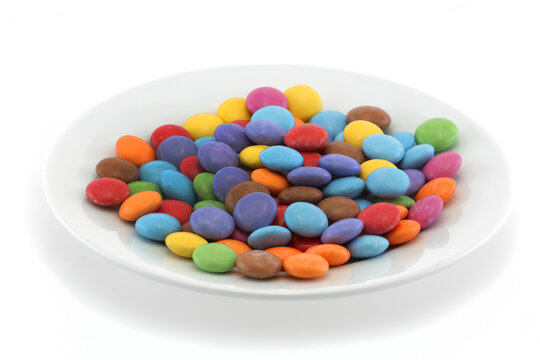 Multi coloured halloween candy sweets on a plate