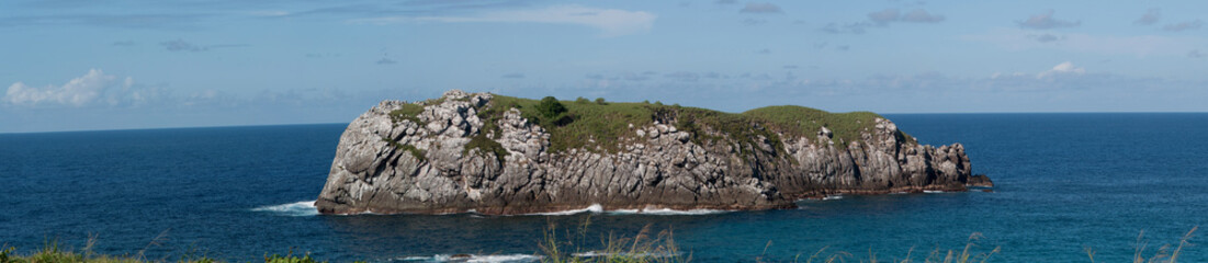 A formação rochosa em alto-mar que lembra um leão marinho da conhecida praia do leão no...