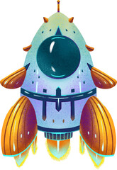 Illustration colorful rocket cosmos children's illustration