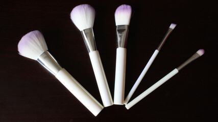 Set de brochas blancas para maquillaje en diferentes tamaños. 