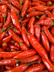 Red hot chili peppers in the market