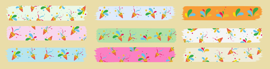 Fototapeta na wymiar Festival christmas colorful Washi Tape illustration