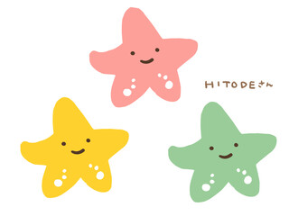 かわいい海の中のヒトデさんセット／手描きイラスト素材