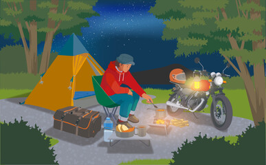 ソロキャンプ　夜