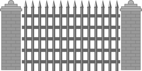 brick fence vector illustration isolated on white background.eps