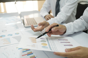 Businessman teamwork is thinking and analyse planing the strategy.