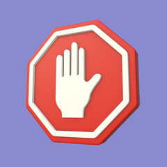 Obraz premium 3D Hand Stop Sign Icon