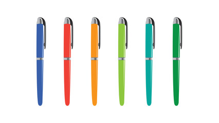 Set of six ballpoint pens vector illustration