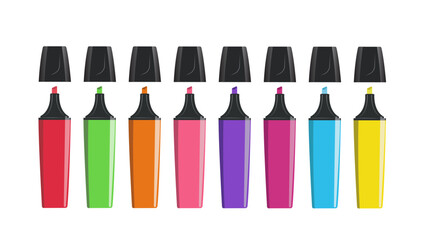 Set of colorful highlighter pen vector illustration