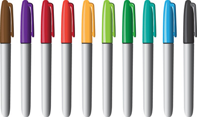 Set of colorful spidol permanent vector illustration