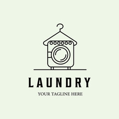 washing machine line art minimalist logo vector design for laundry