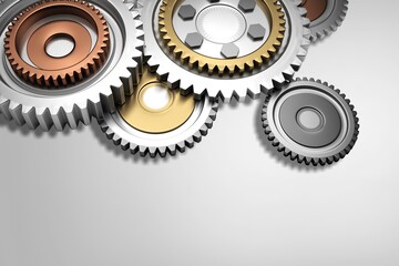 Classic gear wheel steel on gray background,