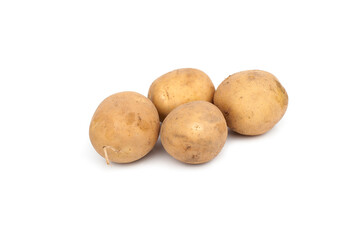 Raw potatoes isolated on white background.