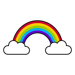 Flat image of a rainbow and clouds. Vector illustration.