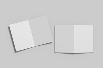 Realistic blank bifold brochure illustration for mockup. 3D Render.