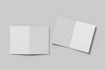 Realistic blank bifold brochure illustration for mockup. 3D Render.