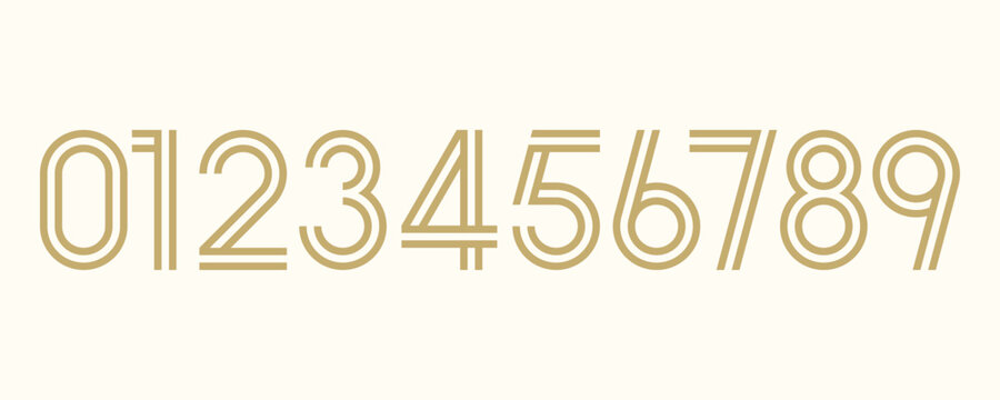 Numbers luxury gold color design 0 1 2 3 4 5 6 7 8 9 zero one two three four five six seven eight nine
