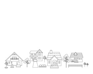 線画の家のイラストフレーム