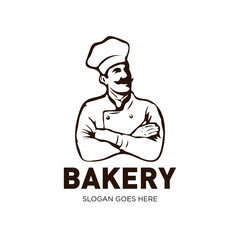 Simple hand drawn bakery logo cliparts