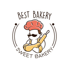 Simple hand drawn bakery logo cliparts