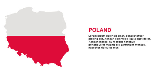 Poland flag banner template. vector illustration card with Poland flag in modern style. News banner with place for text