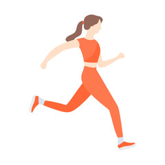 Fototapeta na wymiar Woman runner in silhouette on a white background. Sportswoman exercising vector illustration. dynamic movement. Side view