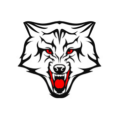 Wolf logo vector illustration. Wolf emblem. Angry wolf logo on white background