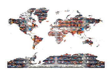 World map with Cargo container in the export and import business and logistics international goods....