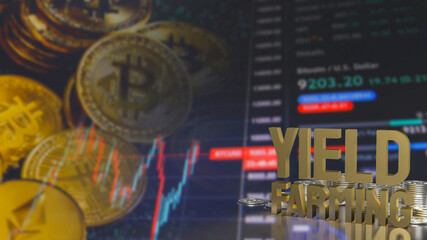 The gold text yield farming for business or finance concept 3d rendering
