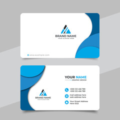 Blue modern creative business card and name card horizontal simple clean template vector design