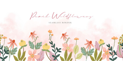 Colorful wildflower seamless border