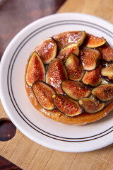 Fig Tart on a rustic wood cutting board