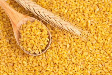 Bulgur wheat background. bulgur wheat texture. top view