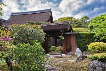 A gate of Ohanagoten inside Kyoto Imperial Palace.  Kyoto Japan
