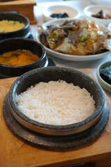 Freshly made Hot Stone Pot Rice is served.