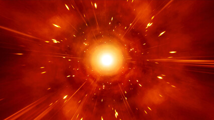 Exploding Abstract Red Space Energ