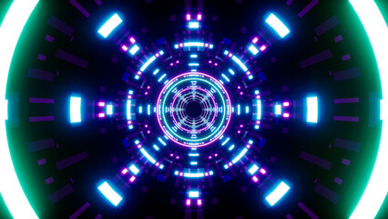 Pulsating Sound Wave Tunnel with Neon Light