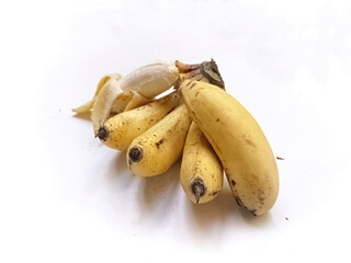 Ripe bananas isolated on white background